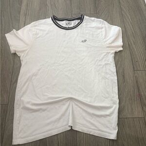 Hollister White Short-Sleeve Ringer Tee with Navy Trim